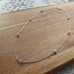 ひと粒スカイブルートパーズ×淡水パール×silver925ステーションネックレス