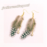 ☆送料込み☆フェザー×コットンパールピアス イヤリング フェザーピアス