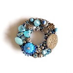 con Azul 4    Antique Silver Beads Reunion  夏のビーズ刺繍ブローチ