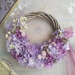 Lune Bonheur＜パープルの贅沢時間＞＊母の日特別価格＊ハーフムーンリース＊プリザーブドフラワー＊お花＊ギフト＊結婚祝い＊新築祝い＊お誕生日祝い＊＊母の日のおくりもの特集