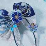 yamatoyudai様ご確認用　りぼんバレッタ  お花と蝶々　葵