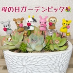 ハンドメイド　ガーデンピック　動物さんの母の日ピック　多肉植物