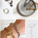 【mimiセット】ハートチャームブレスレット＆パールイヤーカフ