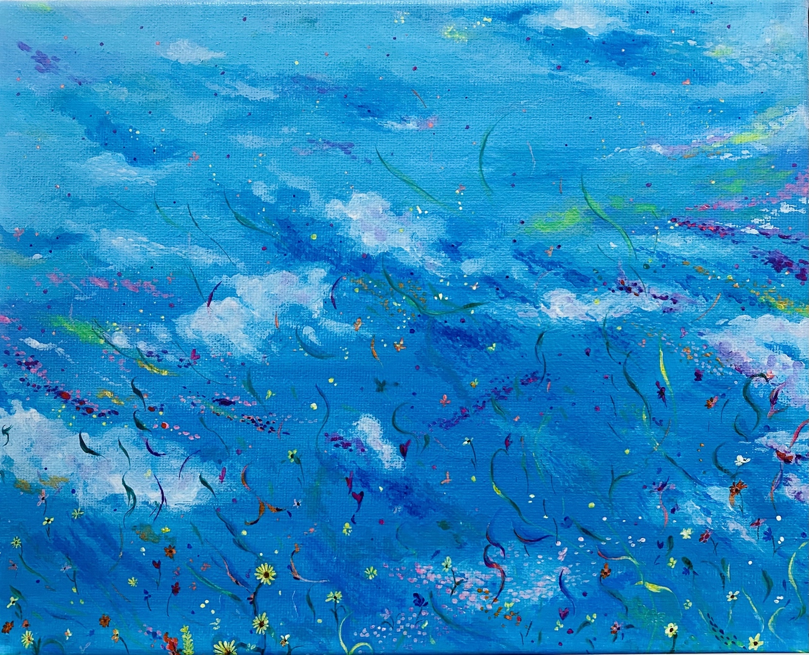 春の空』アクリル絵画 原画 - 上遠野 愛 原画販売 | minne byGMOペパボ