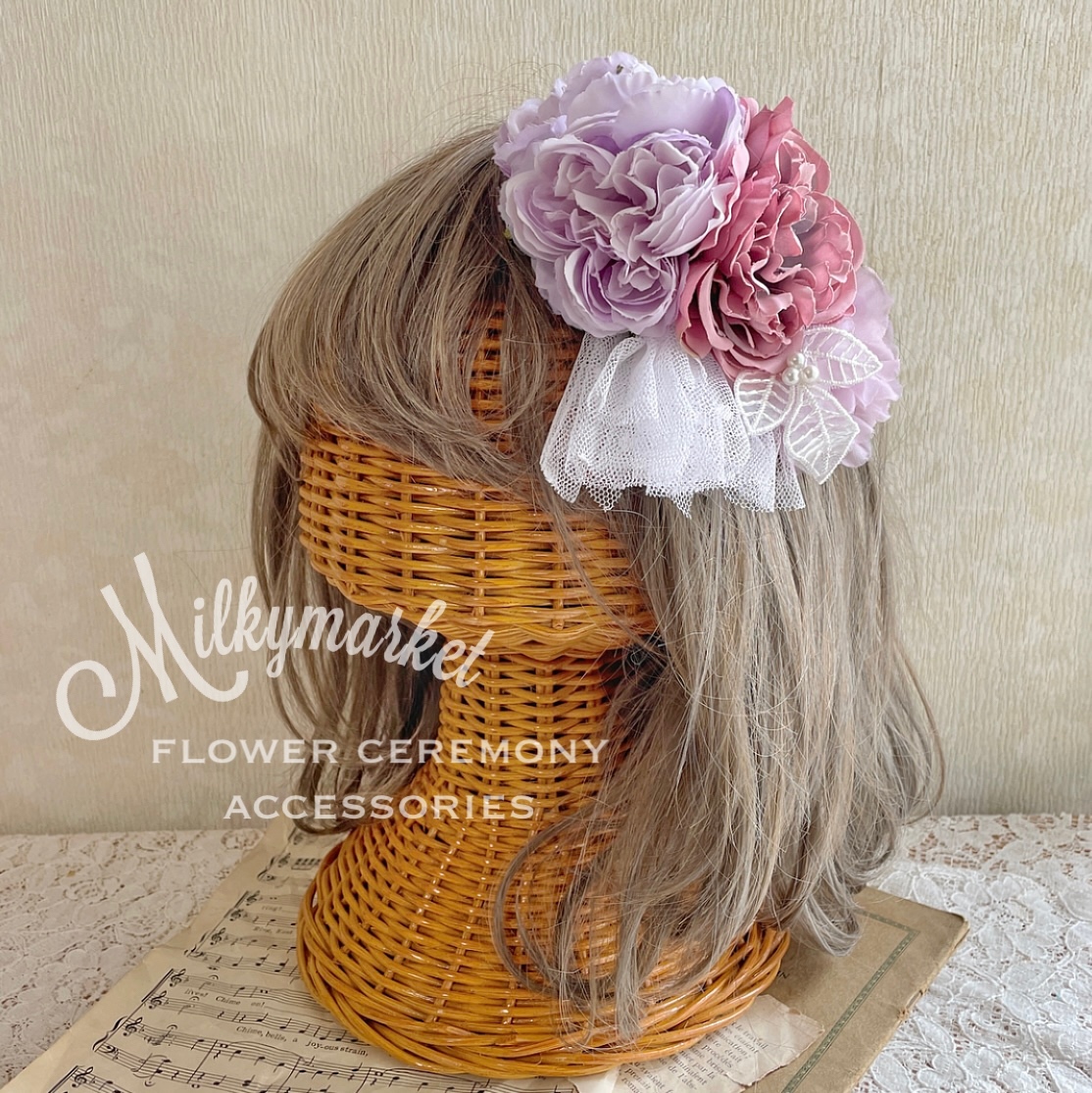 mauve様order 七五三髪飾り　ヘッドドレス 2色・パステルヘッドドレス 】髪飾り フラワー 花 花冠｜キッズ 女の子