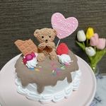 チョコレート　ドリップ　クレイケーキ　クマさん　フェイクスイーツ　メッセージ変更可能