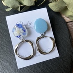 アシンメトリーデザイン  ピアス  ドライフラワー ピアス  ブルー