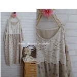 **花柄レースとブーケ柄cottonリネンのワンピース♪**