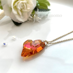  【新作】大人ハートのスワロフスキー・ネックレス（夕焼け）（ﾛﾝｸﾞﾈｯｸﾚｽ・ﾈｯｸﾚｽ・ｽﾜﾛﾌｽｷｰ・秋・ハート・オレンジ・ブラウン）