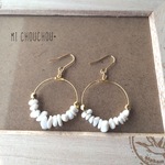 さざれビーズ♡ホワイトジェイド♡フープピアス/イヤリング