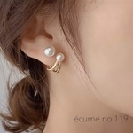 送料無料【no.119】ダブルパールフープピアス