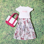 リカちゃん 服 set ♡ ボタニカルフラワー柄スカート③点set ♡ strawberry ♡