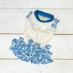 犬服  3段フリルワンピース♪ （ブルー）