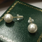 K18 クリスタルパールピアス  真珠 18金パールピアス 冠婚葬祭