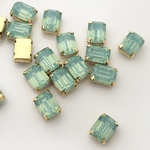 14コ入り　樹脂ストーン6×8mmグリーンオパール　オクタゴン