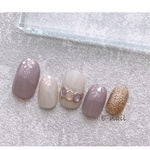 ラベンダー　jewelry design shell  𓂃٭   ネイルチップ  シェルネイル　ピンク　ジュエリー　大人ネイル　大人可愛い　nail ブライダル　ウェディング