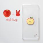 りんごとうさぎのスマホケース　リンゴ