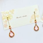 【再販】ピンクガラスドロップが揺れる🌸イヤリング／ピアス