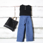 リカちゃん 服 set ♡ フェイクレザーBag（黒レース）③点set ♡ 