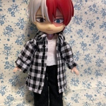 ロングシャツ（白×黒チェック）オビツ１１服 ねんどろいどどーる