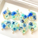No.94 ハンドメイドパーツ　レジンパーツ　ブルー　押し花　イヤリング　ピアス