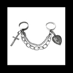 【2finger.w_cross&heart@PUNK RING】サック チェーン 連結リング パンク ユニセックス  ゴシック 病みかわいい ヴィンテージ  アンティーク  リング