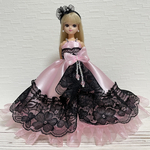リカちゃんアシンメトリードレス　ピンク×黒