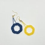 【🇺🇦ウクライナ支援🇺🇦】相生結びのピアス　〜ブルー×イエロー　(絹糸の水引/飯田水引) 