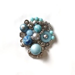 con Azul ６   Antique Silver Beads Reunion  イタリアビーズ刺繍ブローチ