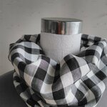 夏用薄地コットンローン軽くふんわりコンパクト1重巻き用スヌード日よけ汗にもおしゃれ黒白ギンガムチェック