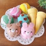 くまちゃんとうさぎちゃんのアイスクリームセット《フェルトままごと》