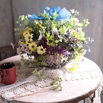 ハーブとペチュニアの花束植えギャザリング