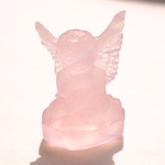 風水開運エンジェルアチューメント付き👼天使の守護をいただく👼匠の彫刻によるエンジェルローズクオーツ