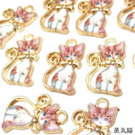 茶白猫エナメルチャームA 6個【猫素材】