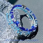 💙［再販］湘南海岸からの贈り物🎁　5A  カイヤナイト　ブルーグラデーション　５連　コイルブレスレッド　アクアマリン　スワロフスキー　水晶　　#minne_new
