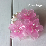 春のブローチシリーズ＊*濃咲きの桃花withパール