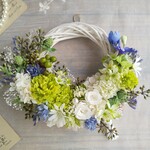 【sale】Lune Bonheur＜ボタニカルグリーン＞＊新緑＊ハーフムーンリース＊プリザーブドフラワー＊お花＊ギフト＊結婚祝い＊新築祝い＊お誕生日祝い＊母の日のおくりもの特集