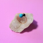 【再販】ターコイズとモリオン 天然石 オープン ピンキーリング