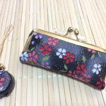 【再販】ちりめんがま口印鑑ケース＊桜柄黒TG-102