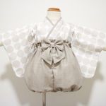 ドット×くすみライトグレー ／ベビー袴 ／完成品　