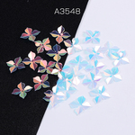 A3548 30g ビニールパーツ フラワー 四弁花 穴あり 14×14mm グラデーションカラー 3x（約10g）