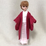 リカちゃん　羽織　ルビーレッド・無地