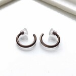 〈痛くない〉～フェイクピアス～ビターショコラブラウンリングイヤリング・イヤーカフ(直径約10㎜太さ約1.2㎜)片側シリコンゴム＆ワイヤーの先端曲げないタイプ(調節可)(両耳用)管理No.1935