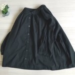 送料無料★綿麻タンブラーワッシャー黒ブラウス