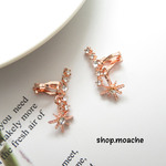 【イヤリング】6個入り（3ペア）揺れるスターイヤリング・カッパーゴールド