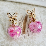 ぷっくりハートのピンクフラワーぎゅうぎゅう乙女ピアス❁⃘*.ﾟ