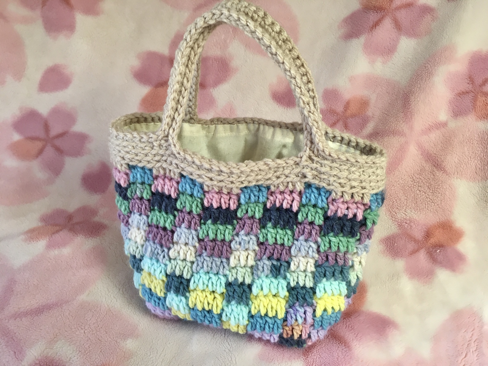 デニムリメイク　トートバッグ　ハンドメイド　花柄 0_be5fb2802e4898256d48a58f1acd