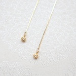 ジルコニア（ラウンド）☆華奢なロングチェーン♡ピアス・イヤリング♪【K18・K14GF/14kgf対応】