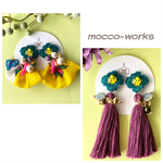 【鮮やかグリーン】3wayビーズ刺繍のピアス(イヤリング)