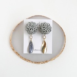 水引 イヤリング ピアス 「遥」 グレー